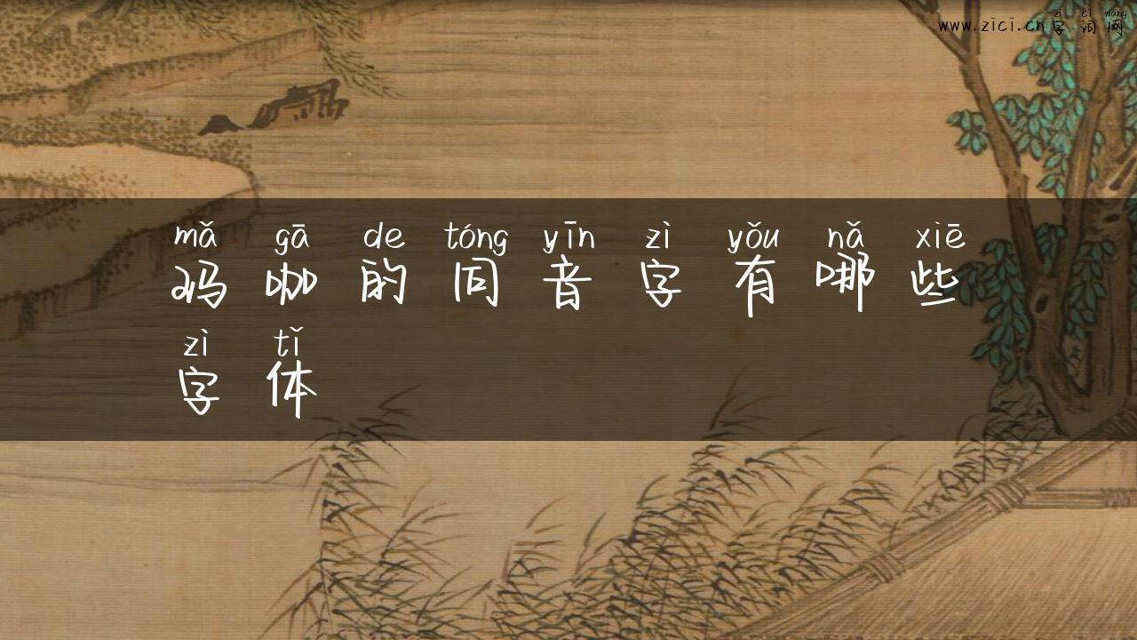 玛咖的同音字有哪些字体