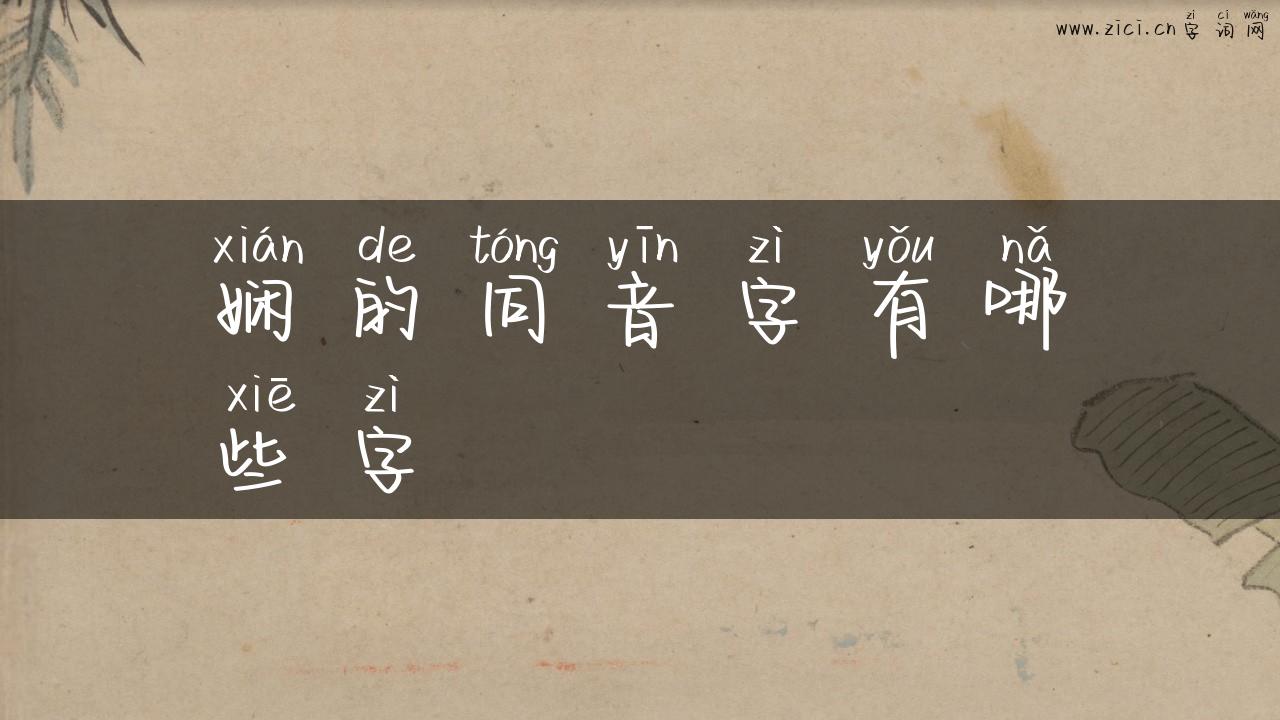 娴的同音字有哪些字