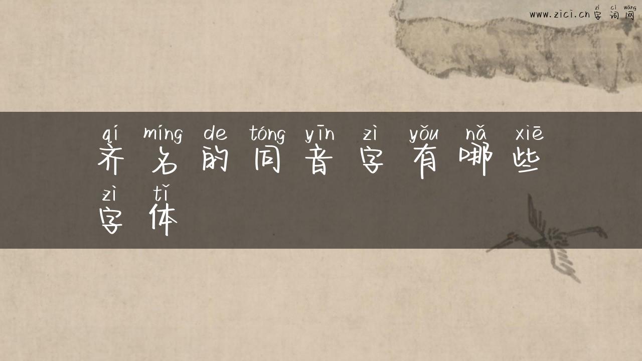 齐名的同音字有哪些字体