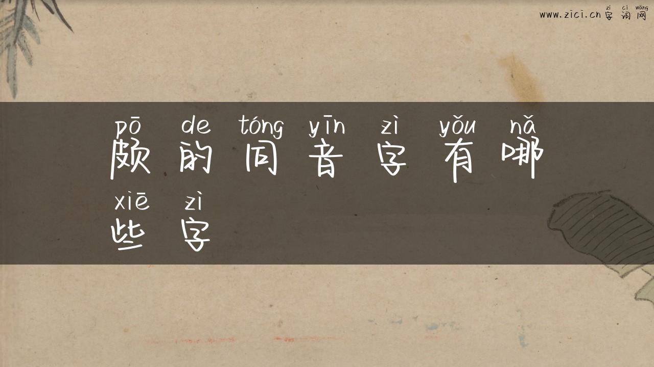 颇的同音字有哪些字